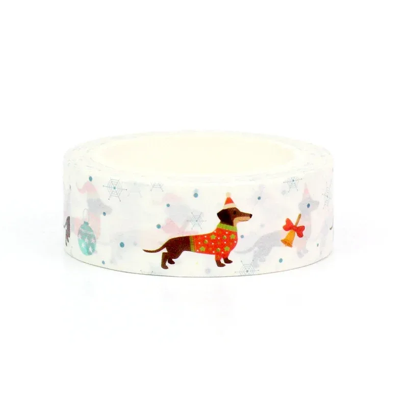 2023 NEW 1PC. 10M Decor Dachshund Christmas Seasonal Washi Tape for Journaling Adhesive Masking Tape Cute Stationery