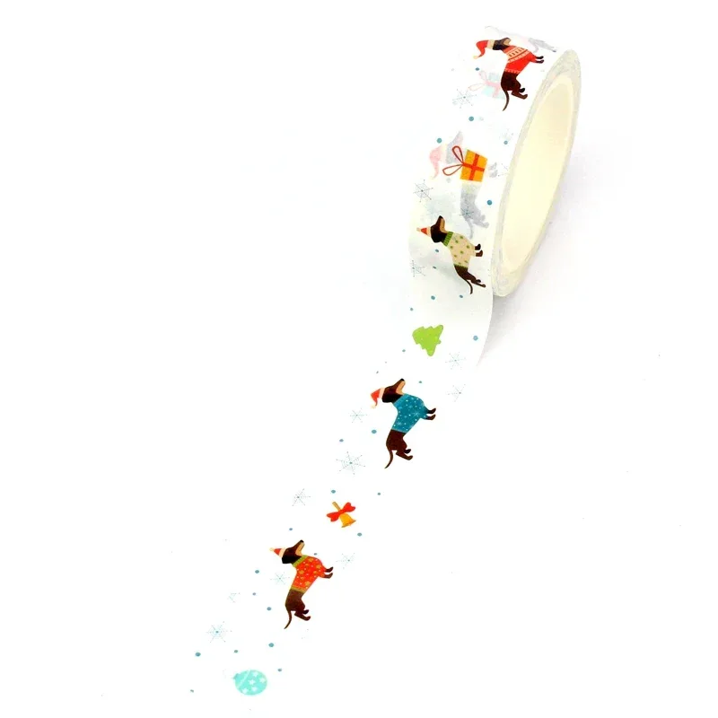 2023 NEW 1PC. 10M Decor Dachshund Christmas Seasonal Washi Tape for Journaling Adhesive Masking Tape Cute Stationery