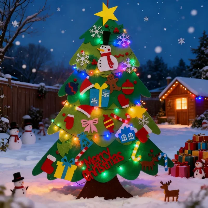 22/33/66pcs Felt Christmas Tree Set, Detachable Accessory, Suitable for Party Decoration and Christmas Decoration Accessories