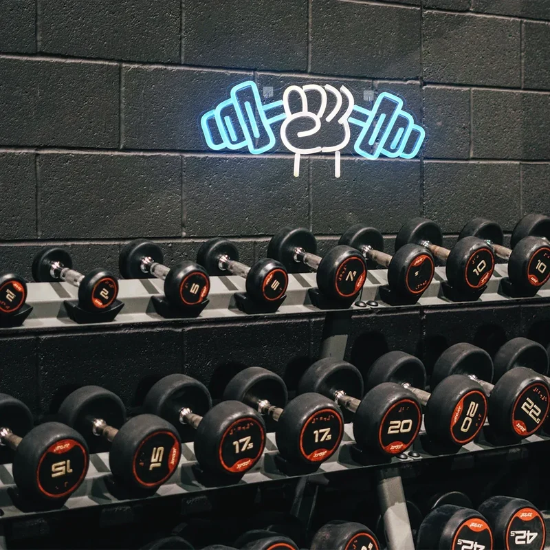 Barbell Fitness Gym Neon Sign Dumbbell LED Neon Ligh Wall Decoration For Workout Room Sport Club Weightlifting Christmas Gift