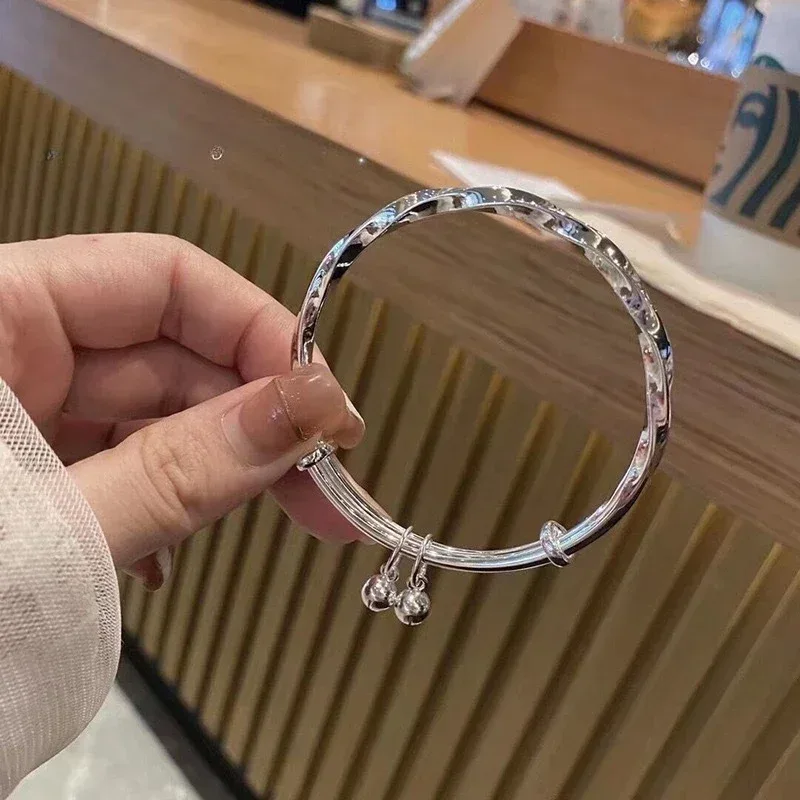 Fashion 925 Sterling Silver Woman Cuff Bracelet Open Leaf Shaped Adjustable Charm Bangle Girls Party Jewelry Christmas Gifts