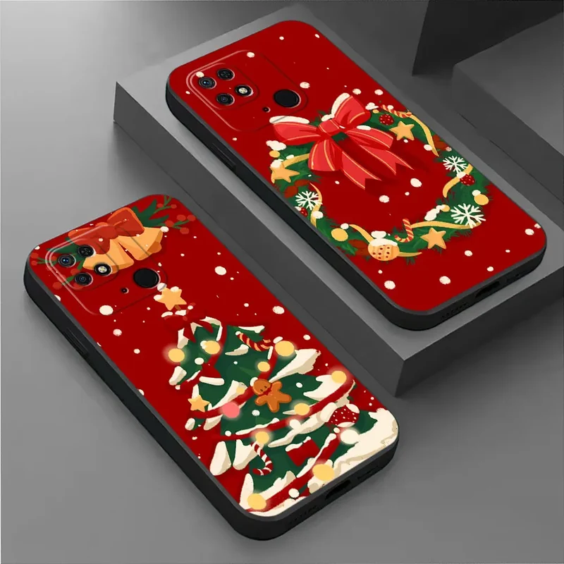 Claus Elk Snowman Christmas Tree Phone Case for Redmi Note 10S 12S 8T 11S 9S 9 8 7 12 10 11 Pro 13 Pro 9T Silicone Bumper Cover