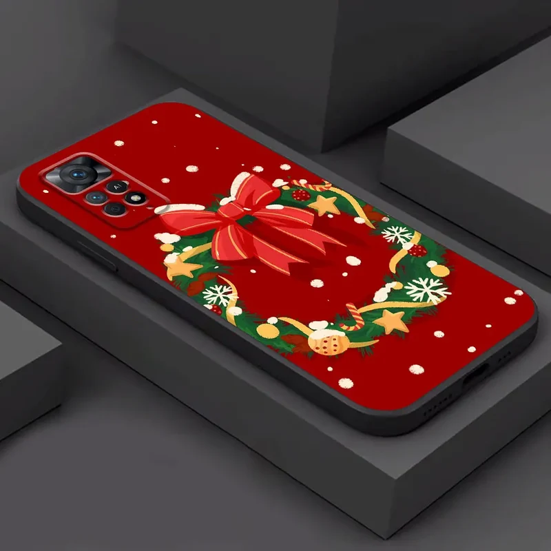 Claus Elk Snowman Christmas Tree Phone Case for Redmi Note 10S 12S 8T 11S 9S 9 8 7 12 10 11 Pro 13 Pro 9T Silicone Bumper Cover