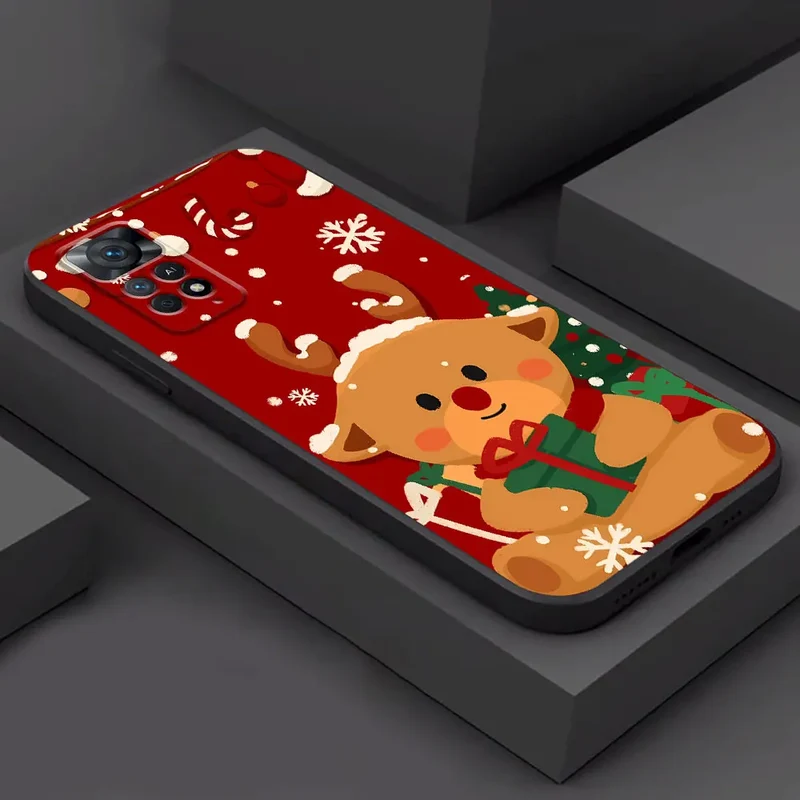 Claus Elk Snowman Christmas Tree Phone Case for Redmi Note 10S 12S 8T 11S 9S 9 8 7 12 10 11 Pro 13 Pro 9T Silicone Bumper Cover