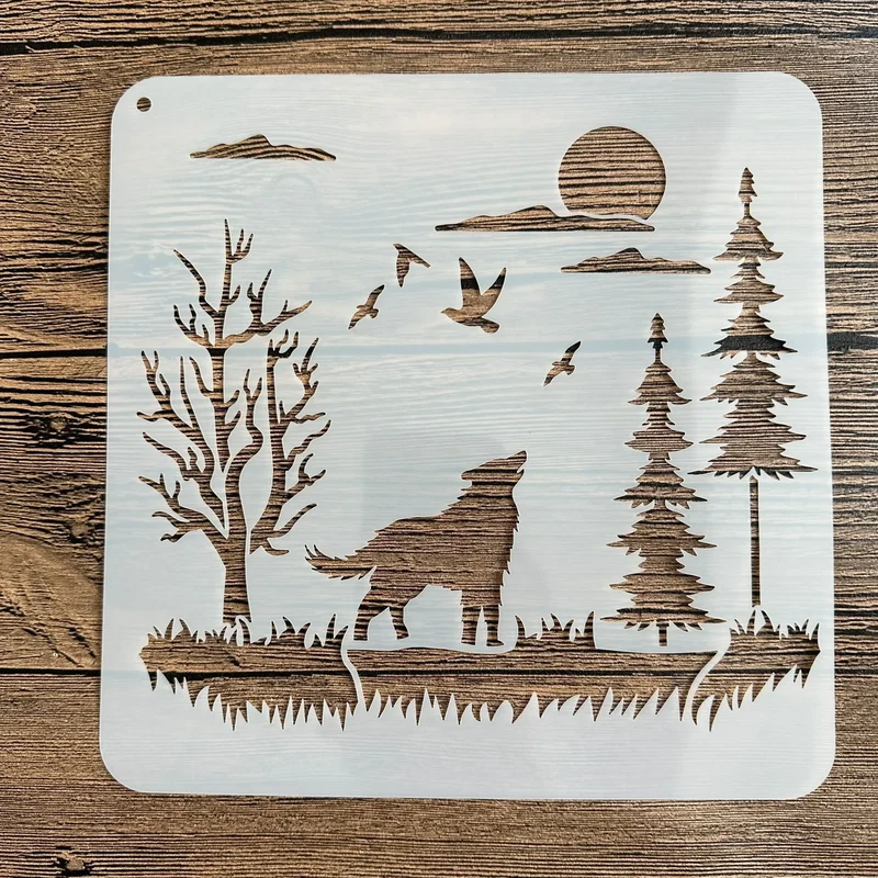 20*20 cm DIY mandala mold for painting stencils stamped photo album embossed paper card on wood, fabric wall christmas deer