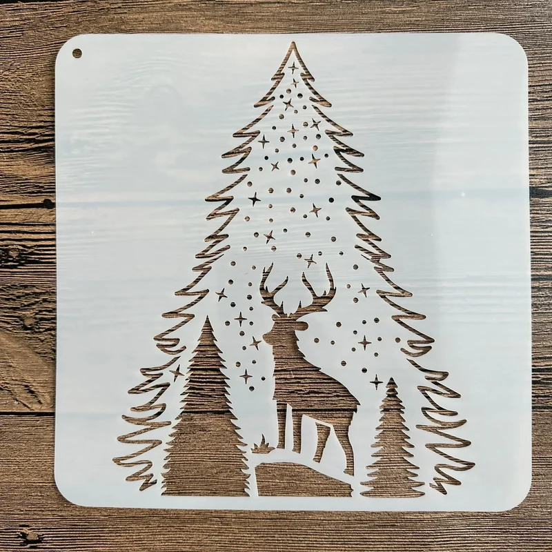 20*20 cm DIY mandala mold for painting stencils stamped photo album embossed paper card on wood, fabric wall christmas deer