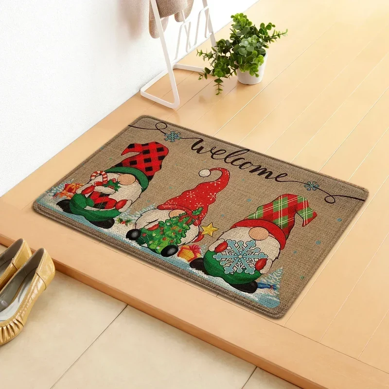 VIKAMA Merry Christmas Welcome Doormat Winter Non-Slip Rubber Backed Floor Mat for Home Indoor Outdoor Entrance Decoration