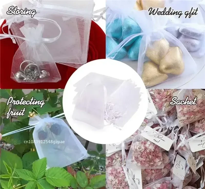 1-100 Drawstring Mesh Bags Packaging Christmas Candy Jewelry Cosmetic Wedding Pocket Gift Bag Multicolor Drawable Organza Pouch