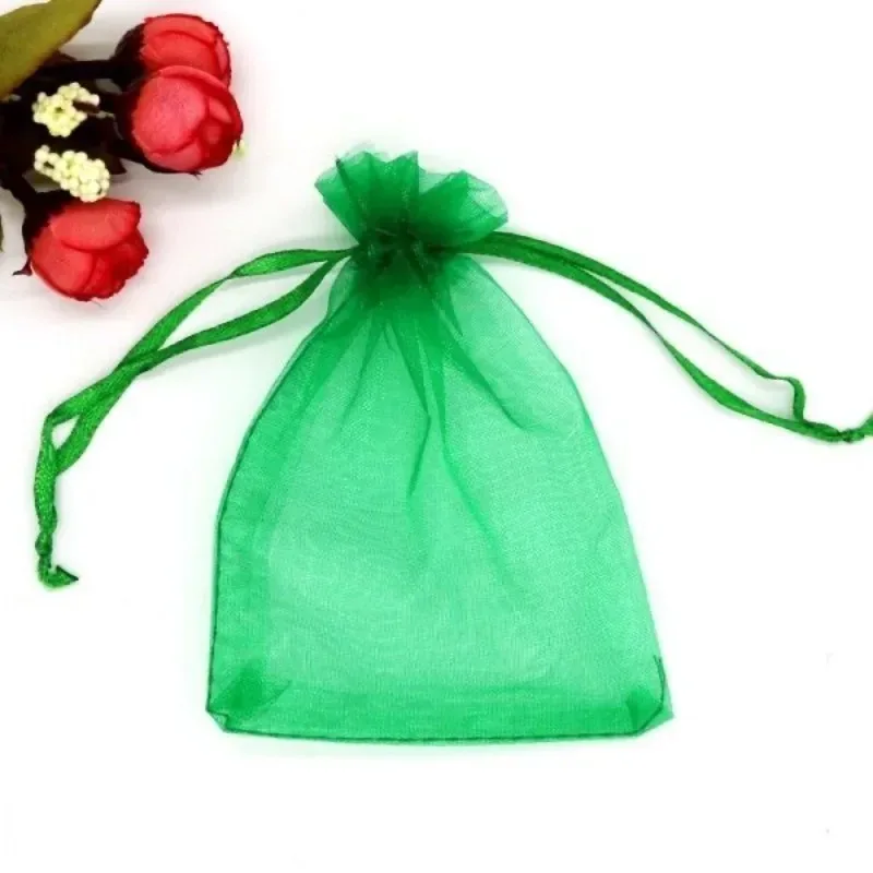 1-100 Drawstring Mesh Bags Packaging Christmas Candy Jewelry Cosmetic Wedding Pocket Gift Bag Multicolor Drawable Organza Pouch