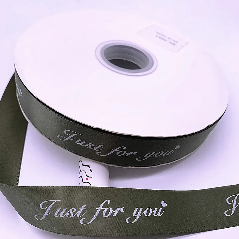 5yards 10-38mm "Just for You" Printed Polyester Ribbon Letters Print Ribbon for DIY Gift Packing Wedding Christmas Bow Ribbons