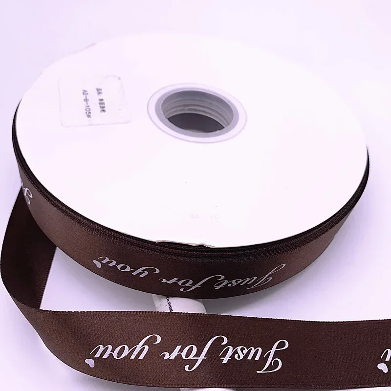 5yards 10-38mm "Just for You" Printed Polyester Ribbon Letters Print Ribbon for DIY Gift Packing Wedding Christmas Bow Ribbons
