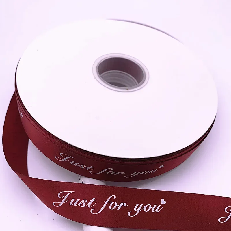 5yards 10-38mm "Just for You" Printed Polyester Ribbon Letters Print Ribbon for DIY Gift Packing Wedding Christmas Bow Ribbons