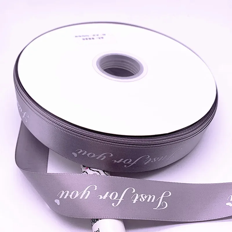 5yards 10-38mm "Just for You" Printed Polyester Ribbon Letters Print Ribbon for DIY Gift Packing Wedding Christmas Bow Ribbons