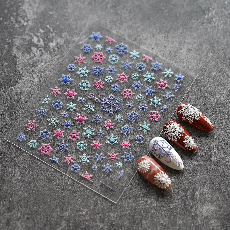 1pc Christmas Nail Art Stickers 5D Winter Holiday Themed Nail Decor Santa/Snowflakes/Christmas Trees/Gingerbread Nail Supplies *