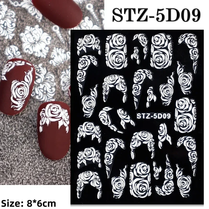 1pc Christmas Nail Art Stickers 5D Winter Holiday Themed Nail Decor Santa/Snowflakes/Christmas Trees/Gingerbread Nail Supplies *