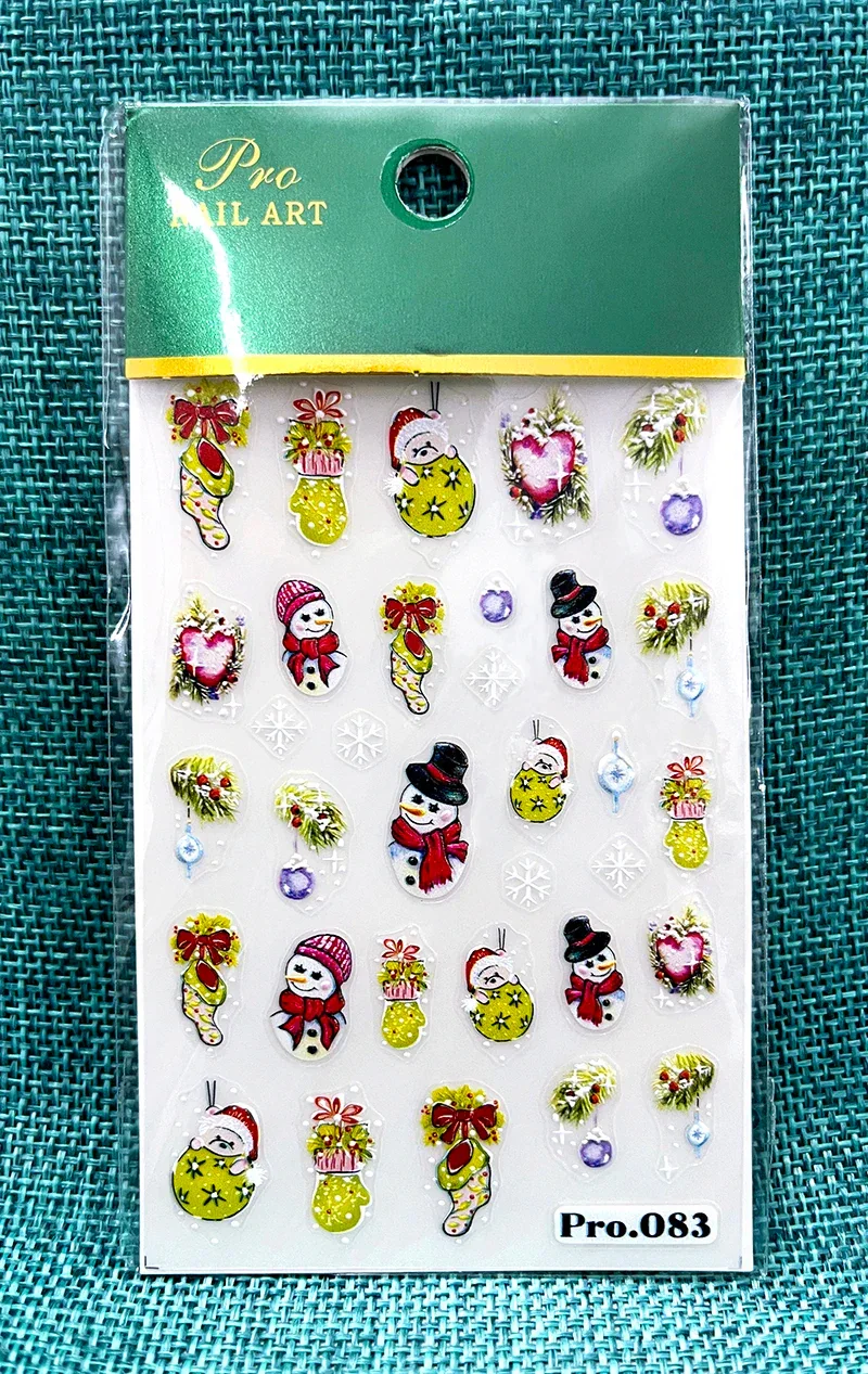 1pc Christmas Nail Art Stickers 5D Winter Holiday Themed Nail Decor Santa/Snowflakes/Christmas Trees/Gingerbread Nail Supplies *