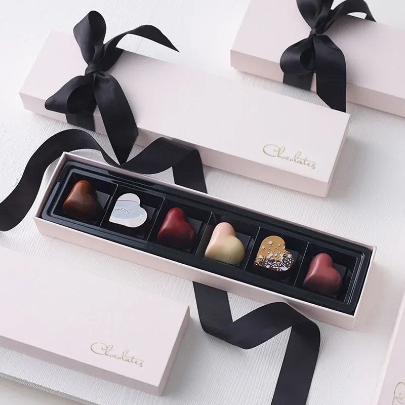 5Pcs Chocolate Boxes Packaging 6 Holes Rectangle Chocolate Covered Strawberry Paper Gift Box Wedding Christmas Birthday DIY Gift