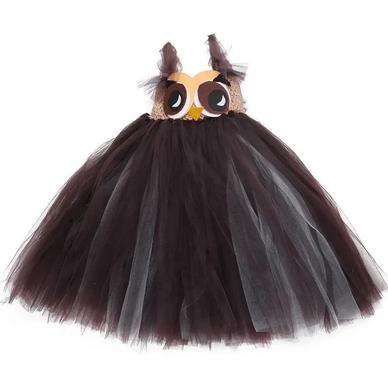 Cute Owl Tutu Dress for Baby Girls Birthday Halloween Costumes Kids Christmas Fancy Outfit Cartoon Animal Child New Year Clothes
