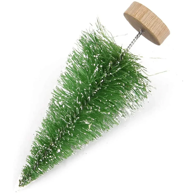 10 Pcs 4.5cm Decorated Christmas Tree Fake Pine Tree Mini Artificial Christmas Tree Santa Snow Navidad Xmas Decor Noel New Year