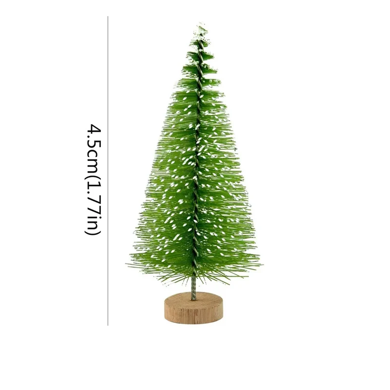 10 Pcs 4.5cm Decorated Christmas Tree Fake Pine Tree Mini Artificial Christmas Tree Santa Snow Navidad Xmas Decor Noel New Year