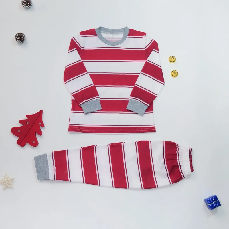 Merry Christmas 2025 Mother Father Kids Matching Pajamas Set Striped Casual Loose Pyjamas Xmas Family Look Holiday Wear Pjs Gift