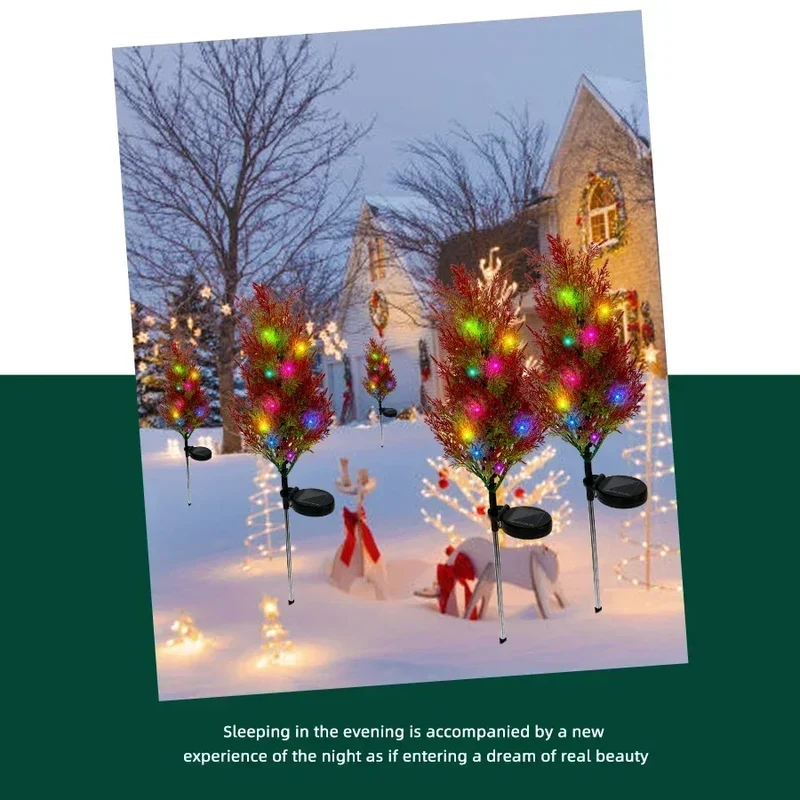 Solar LED Lights Christmas Tree Lawn Lamp Holiday Lantern For House Festive Wedding Courtyard Garden Decoration RGB Light