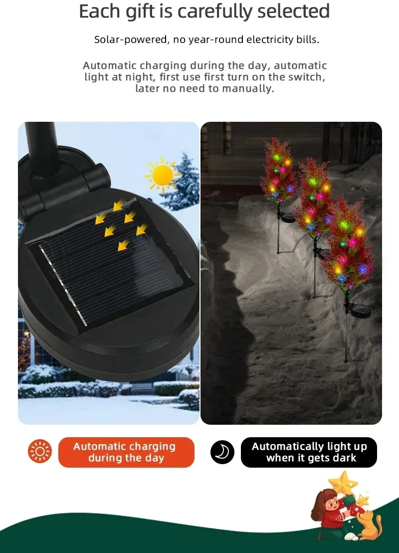 Solar LED Lights Christmas Tree Lawn Lamp Holiday Lantern For House Festive Wedding Courtyard Garden Decoration RGB Light