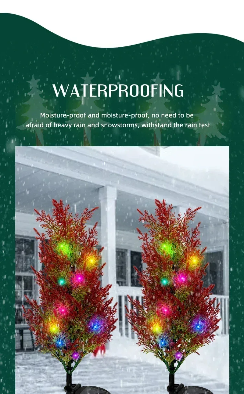 Solar LED Lights Christmas Tree Lawn Lamp Holiday Lantern For House Festive Wedding Courtyard Garden Decoration RGB Light