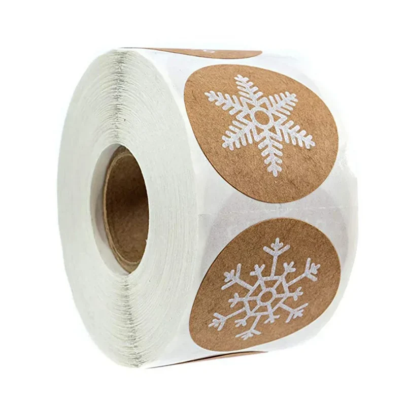 100-500Pcs Gold Snowflake Christmas Stickers Candy Bag Envelopes Sealing Label Christmas Gifts Box Decorations Sticker