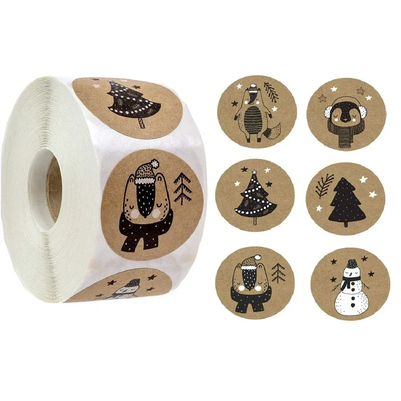 100-500Pcs Gold Snowflake Christmas Stickers Candy Bag Envelopes Sealing Label Christmas Gifts Box Decorations Sticker