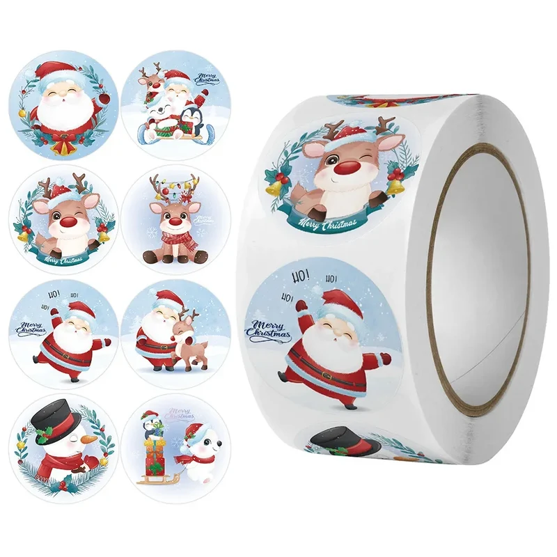 100-500Pcs Gold Snowflake Christmas Stickers Candy Bag Envelopes Sealing Label Christmas Gifts Box Decorations Sticker