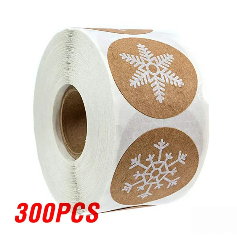 100-500Pcs Gold Snowflake Christmas Stickers Candy Bag Envelopes Sealing Label Christmas Gifts Box Decorations Sticker