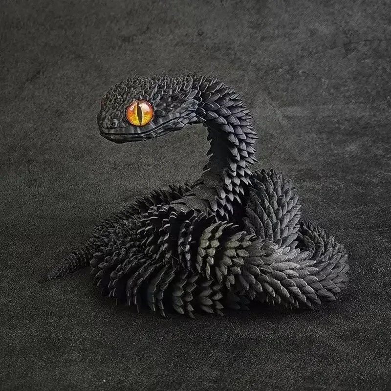 3D Random colored eyes Printed Snake Movable Joint Simulation Snake Figurine Creative Home Office Desktop Ornament