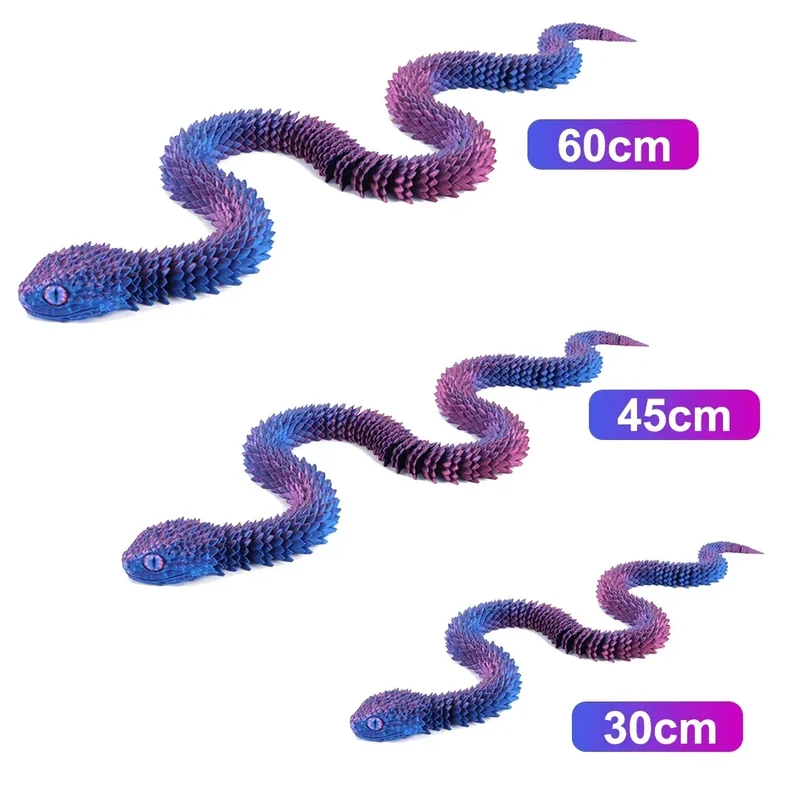 3D Random colored eyes Printed Snake Movable Joint Simulation Snake Figurine Creative Home Office Desktop Ornament