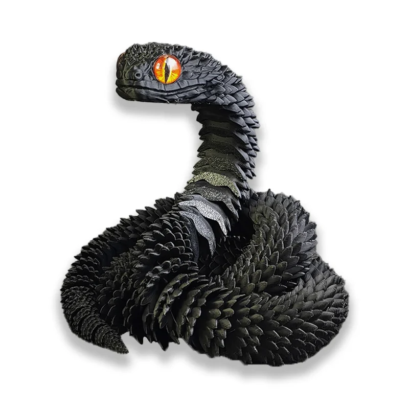 3D Random colored eyes Printed Snake Movable Joint Simulation Snake Figurine Creative Home Office Desktop Ornament