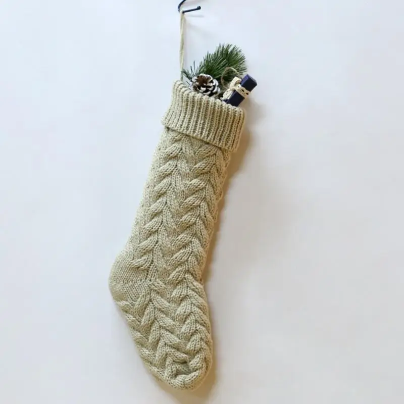 Christmas Stockings For Kids Large Size Cable Knit Stocking Christmas Decorations For Family Party
