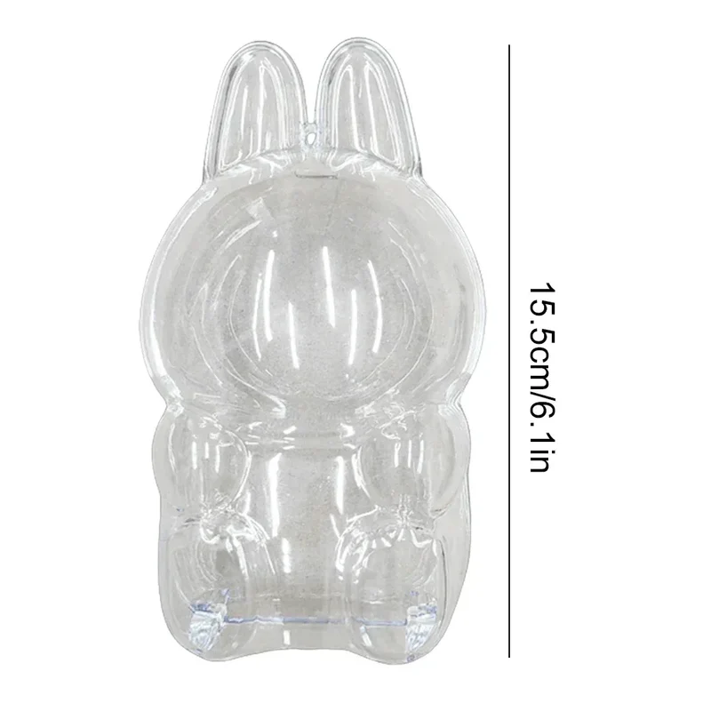 Transparent Macaron Doll Case For Labubu - Popmart Bubble Mart Storage Box, Dustproof Cover for Elf, Christmas New Year Gift
