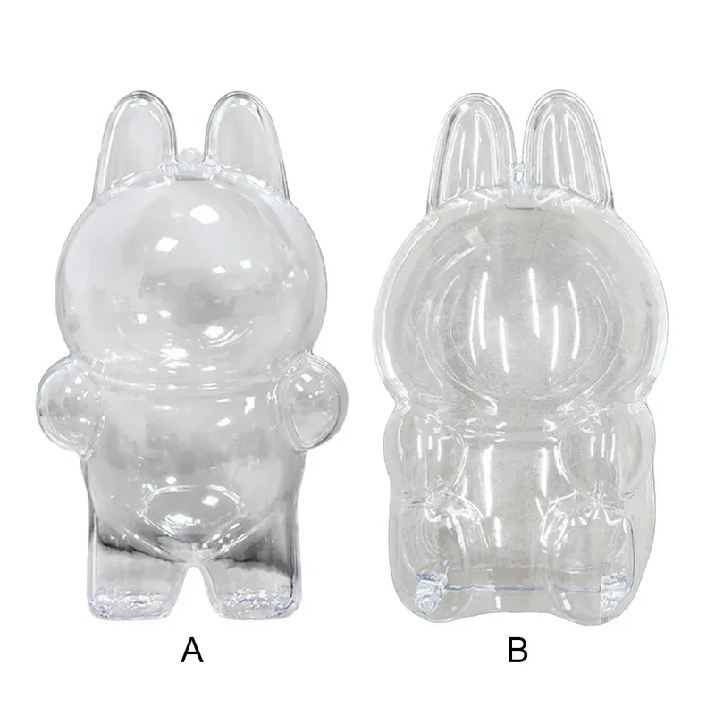 Transparent Macaron Doll Case For Labubu - Popmart Bubble Mart Storage Box, Dustproof Cover for Elf, Christmas New Year Gift
