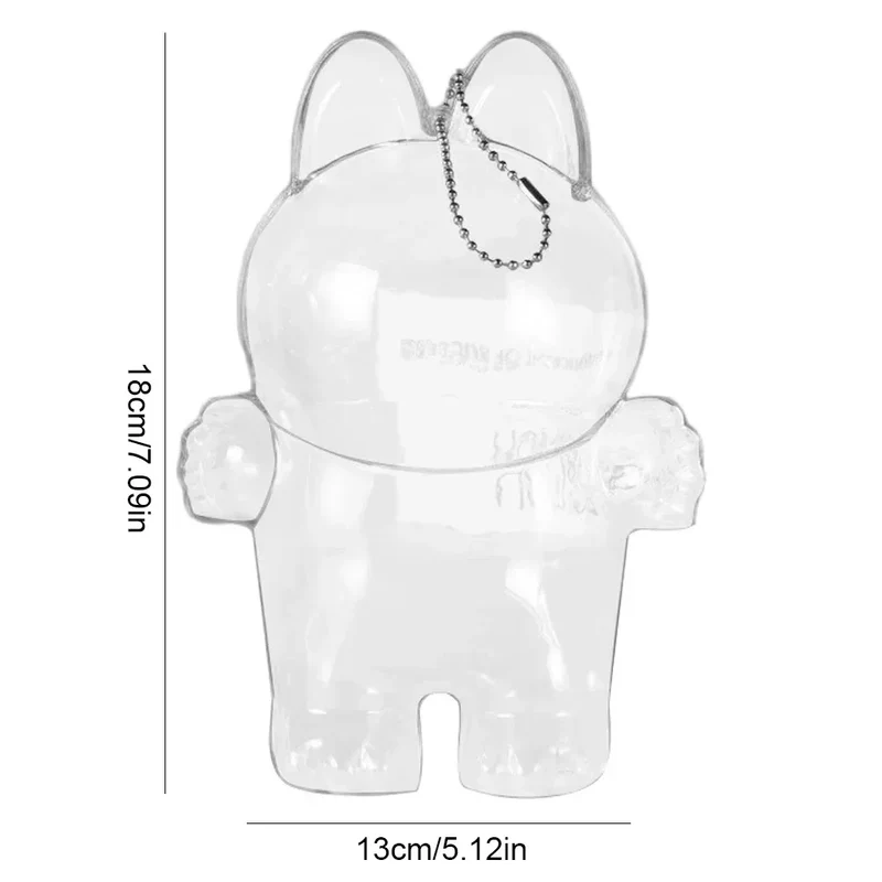 Transparent Macaron Doll Case For Labubu - Popmart Bubble Mart Storage Box, Dustproof Cover for Elf, Christmas New Year Gift