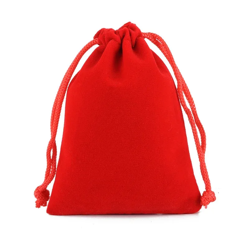 25 Pieces/Batch 15x20 10x15 13x18 9x12 7x9 5x7cm Velvet Drawstring Bag With Jewelry Bag Christmas Wedding Gift Red Velvet Bag