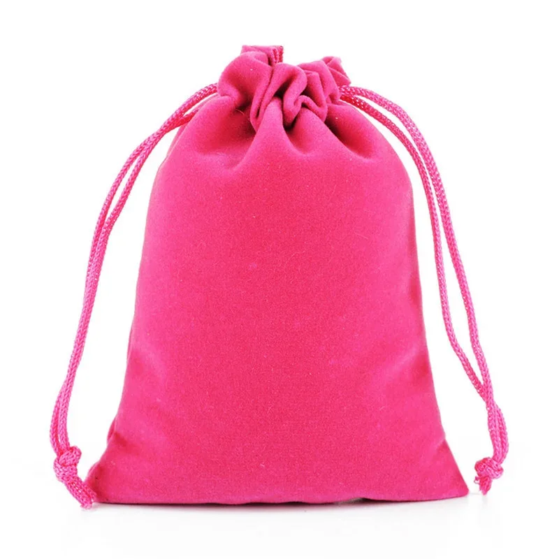 25 Pieces/Batch 15x20 10x15 13x18 9x12 7x9 5x7cm Velvet Drawstring Bag With Jewelry Bag Christmas Wedding Gift Red Velvet Bag