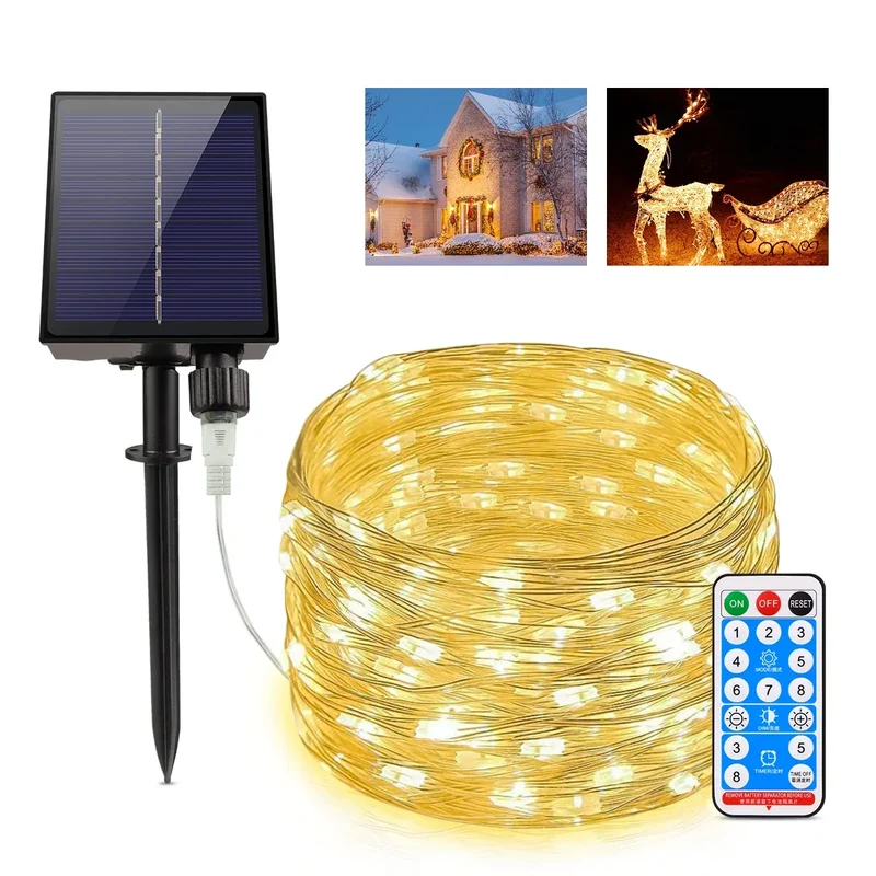 2025 Christmas 10M-100M LED Solar Fairy Lights LED String Garland Tree Decoration Light for Outdoor Garden Lawn Camping Decor