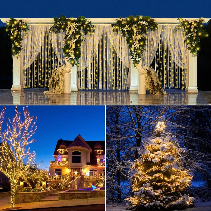 2025 Christmas 10M-100M LED Solar Fairy Lights LED String Garland Tree Decoration Light for Outdoor Garden Lawn Camping Decor