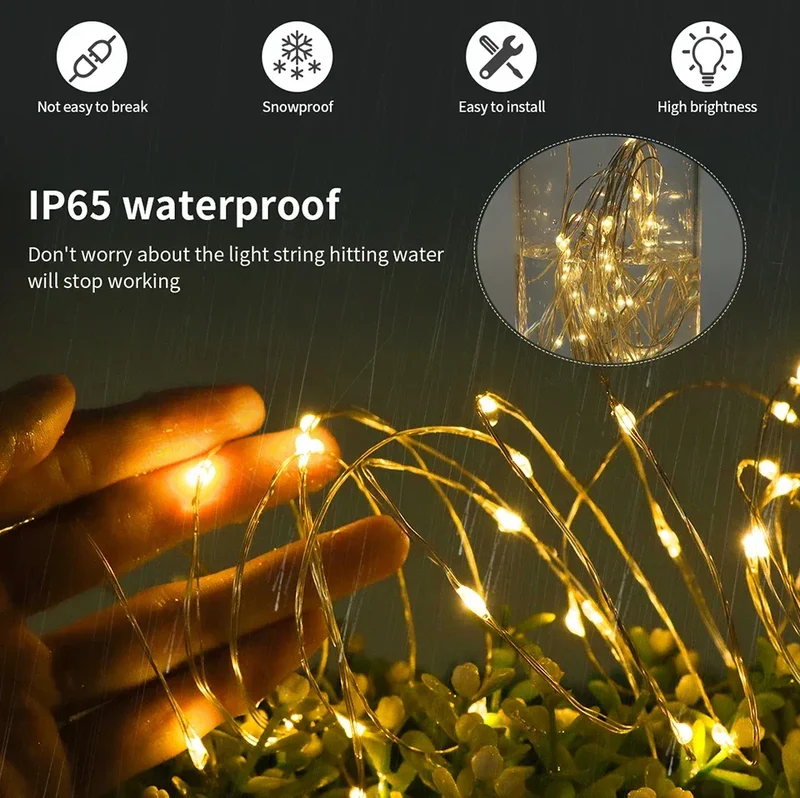 2025 Christmas 10M-100M LED Solar Fairy Lights LED String Garland Tree Decoration Light for Outdoor Garden Lawn Camping Decor