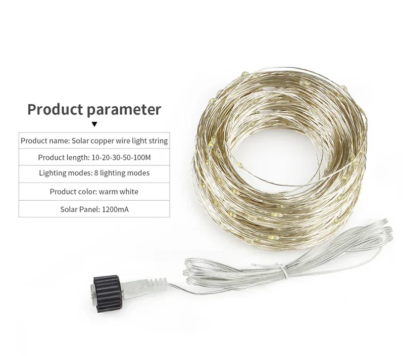 2025 Christmas 10M-100M LED Solar Fairy Lights LED String Garland Tree Decoration Light for Outdoor Garden Lawn Camping Decor