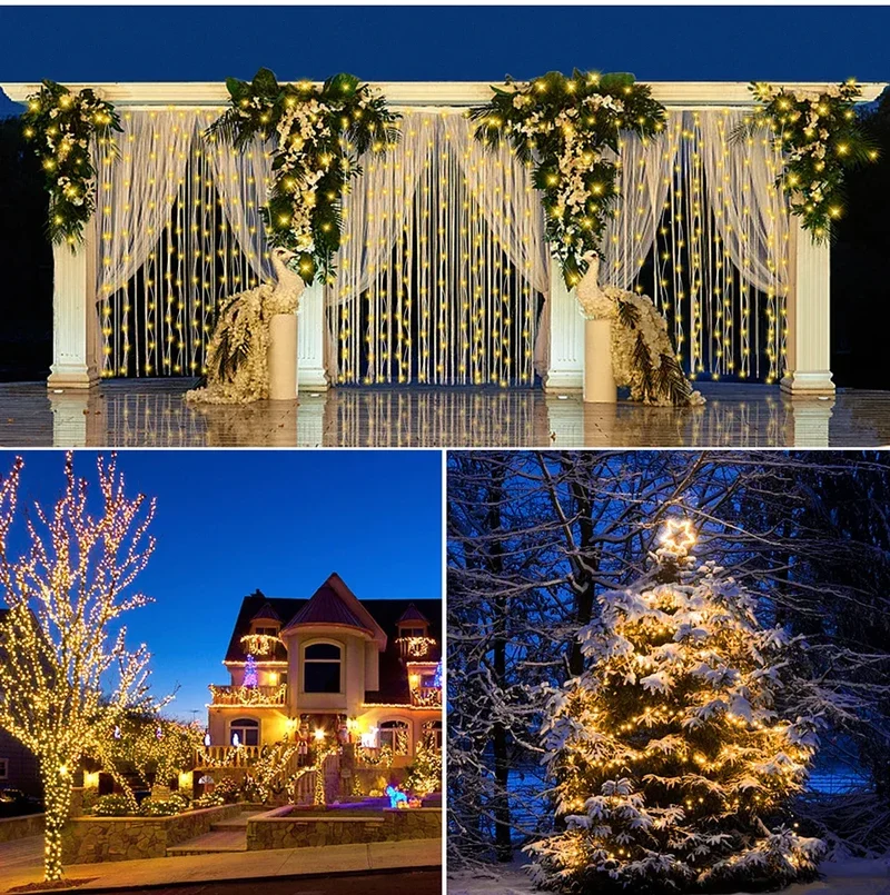 2025 Christmas 10M-100M LED Solar Fairy Lights LED String Garland Tree Decoration Light for Outdoor Garden Lawn Camping Decor