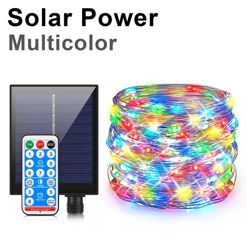 2025 Christmas 10M-100M LED Solar Fairy Lights LED String Garland Tree Decoration Light for Outdoor Garden Lawn Camping Decor