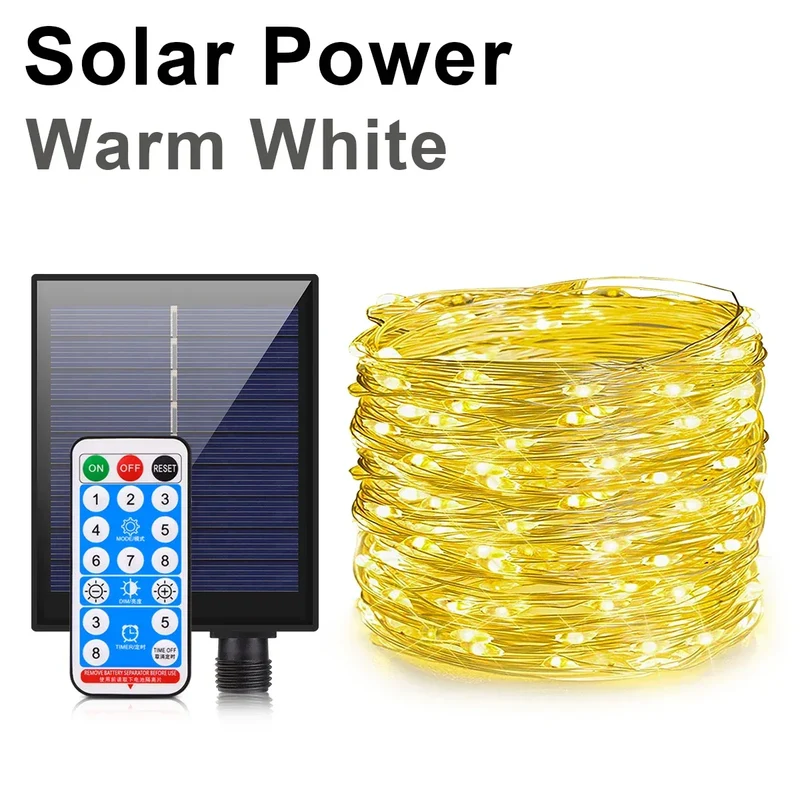 2025 Christmas 10M-100M LED Solar Fairy Lights LED String Garland Tree Decoration Light for Outdoor Garden Lawn Camping Decor