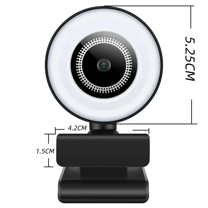 4K Webcam Mini Camera Full HD Webcam With Ring Fill Light Microphone USB Live Broadcast For Youtube PC Laptop Video Shooting