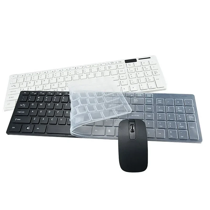 Ultra-thin 2.4G Wireless Keyboard Mouse Set with Keyboard Film Computer Office Gaming Silent Keyboard and Mouse（No Battery）